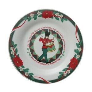 Tienshan Deck The Halls Christmas Plate Twelve Drummers Drumming 7.5"